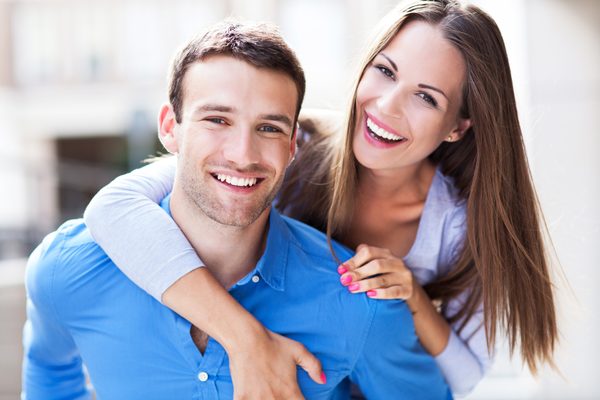 young couple hugging