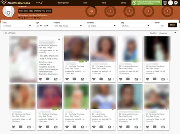 Screenshot of the AfroIntroductions website