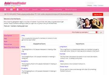 Screenshot of the Asia Friend Finder website