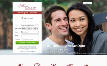 Screenshot of the AsianDate website