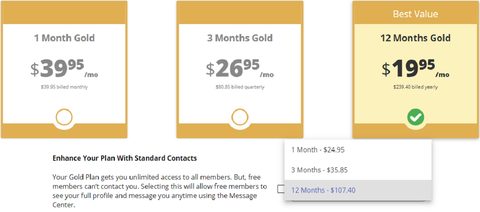 Screenshot of the AsianMatchMate prices