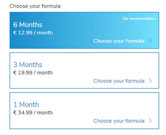 Screenshot of the AttractiveWorld prices