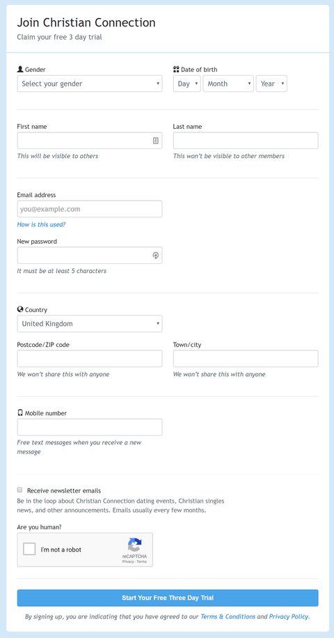 Christian Connection Registration