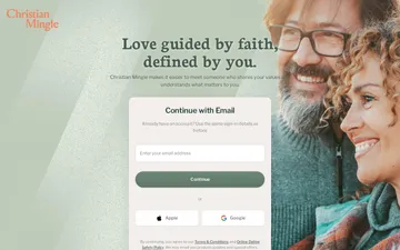 Screenshot of the ChristianMingle website