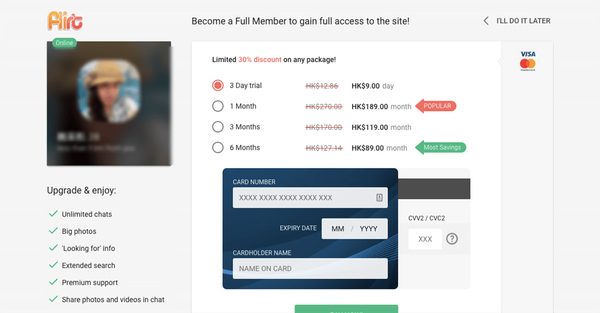 flirt pricing HK