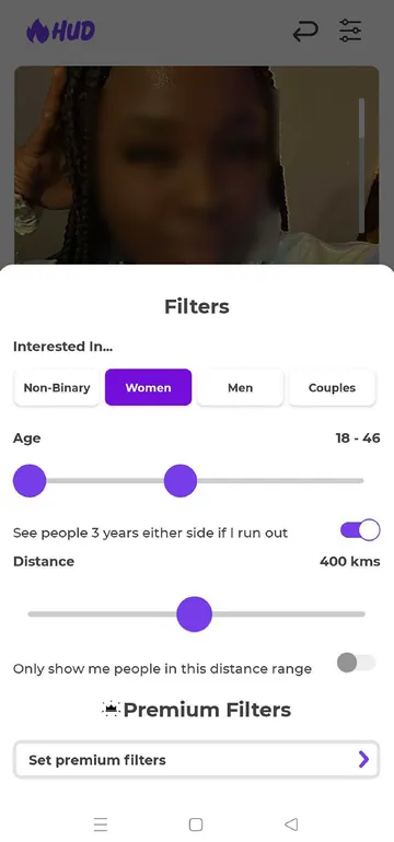 Screenshot of the Hud App website