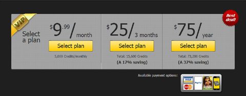 Screenshot of the Imvu prices