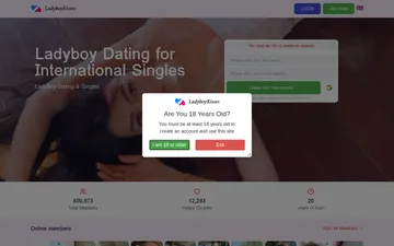 Screenshot of the LadyBoyKisses website