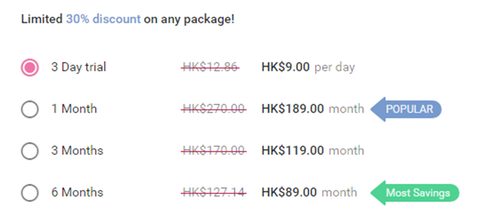 Screenshot of the MamFlirt prices