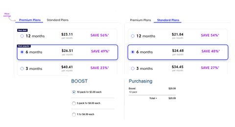 Screenshot of the Match prices