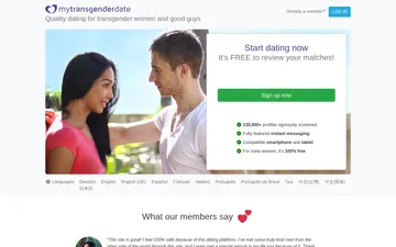 Screenshot of the MyTransgenderDate website