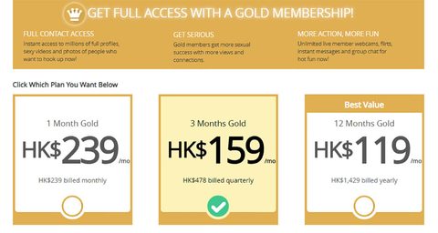 Screenshot of the Passion.com prices