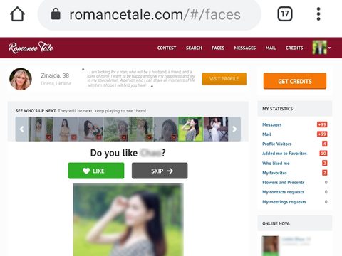 RomanceTale Mobile Faces