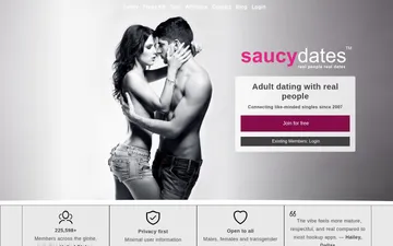 Screenshot of the SaucyDates website
