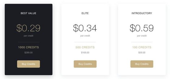 Screenshot of the Secret Benefits prices