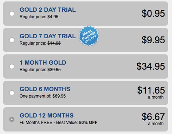 Screenshot of the Uberhorny prices
