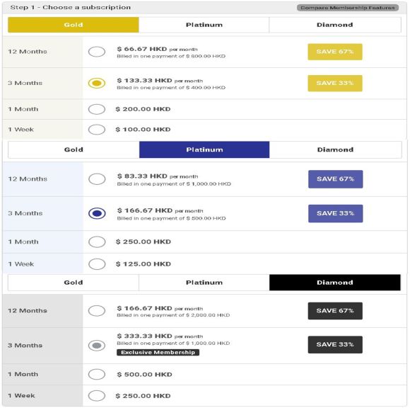 Mexican Cupid's updated rates for HK