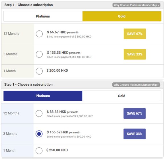 VietnamCupid Price Table